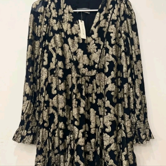 Anthropologie black and metallic gold Dress, Small - Picture 5 of 7